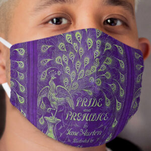Pride and Prejudice, 1894 Peacock Cover in Purple Cloth Face Mask