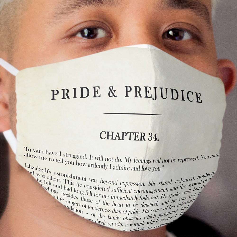 Pride & Prejudice by Jane Austen - Mr. Darcy: 'how ardently I admire and love you.' - vintage book page Cloth Face Mask