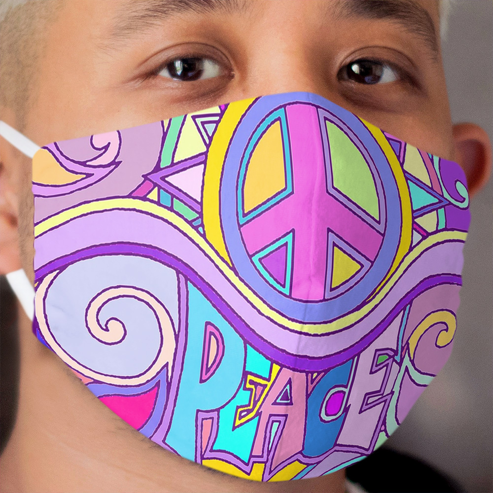 Psychedelic Hippy Retro Peace Art Cloth Face Mask