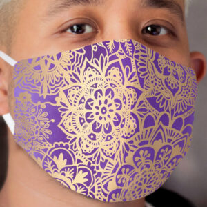 Purple and Gold Mandala Pattern Cloth Face Mask