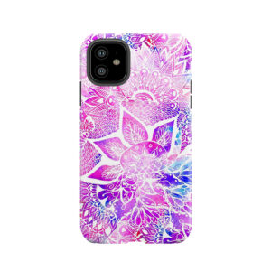 Purple Blue Henna Boho Floral Mandala Pattern Tough Phone Case