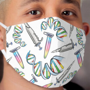 qPCR Pattern with DNA Pipetter and PCR Reaction Tube Cloth Face Mask