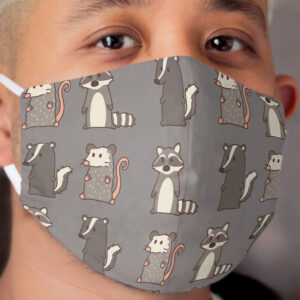 raccoon, opossum & skunk woodland friends #2 Cloth Face Mask