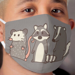 raccoon, opossum & skunk woodland friends Cloth Face Mask