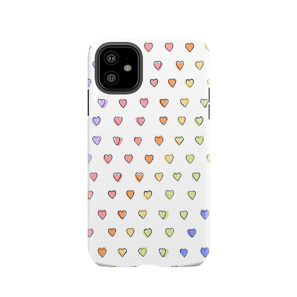 Rainbow Hearts Print Tough Phone Case