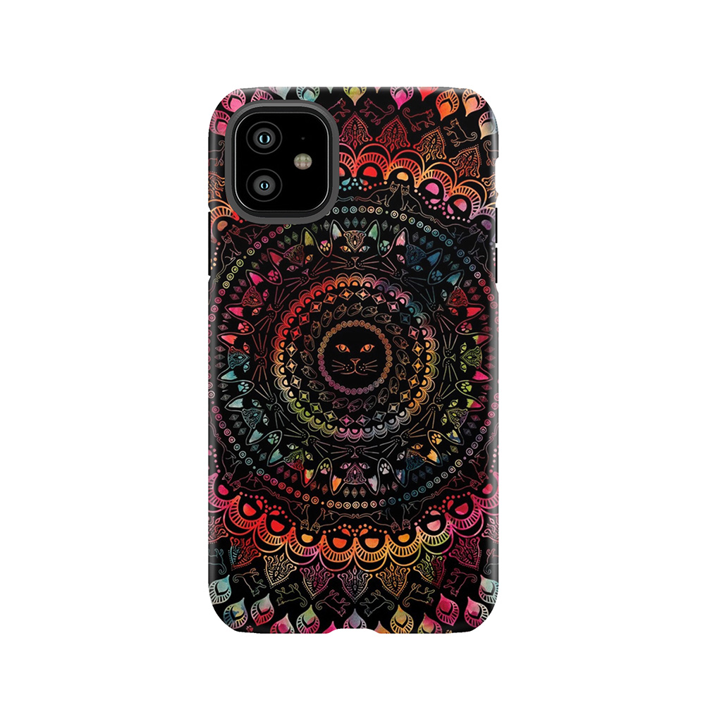 Rainbow Kitty Cat Mandala Tough Phone Case