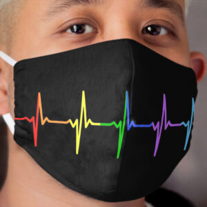 Rainbow Pulse Hearbeat LGBT Cloth Face Mask