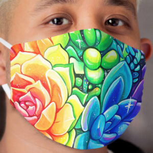 Rainbow Succulents - Acrylic Painting Cloth Face Mask