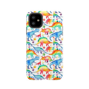 Rainbow Watercolour Dinosaurs Tough Phone Case