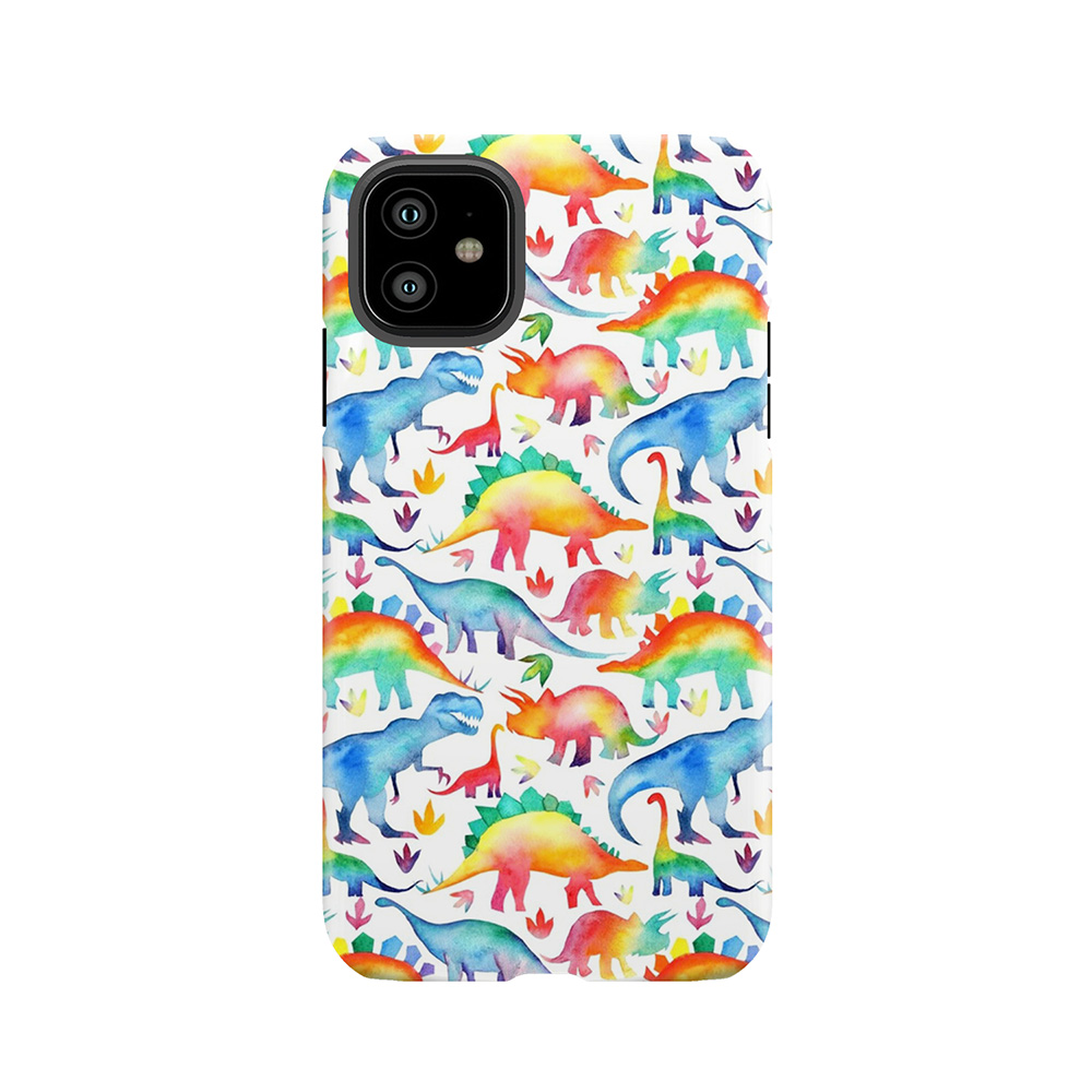 Rainbow Watercolour Dinosaurs Tough Phone Case