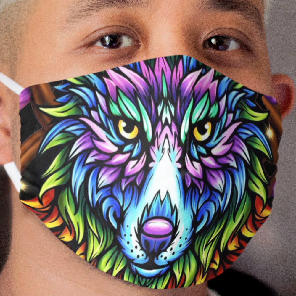RAINBOW WOLF Cloth Face Mask