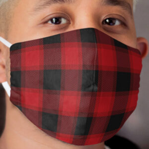 Red and Black Plaid Pattern Cloth Face Mask