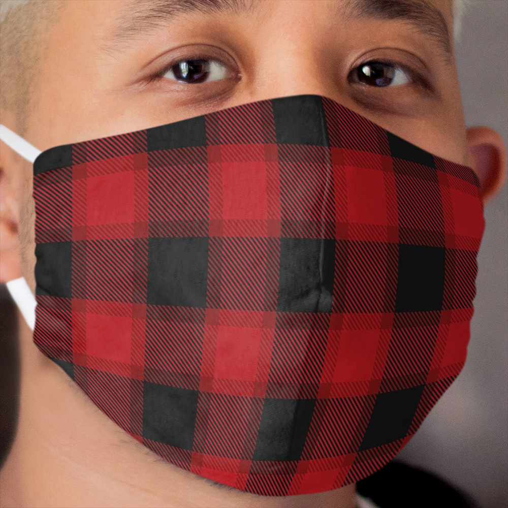 Red and Black Plaid Pattern Cloth Face Mask