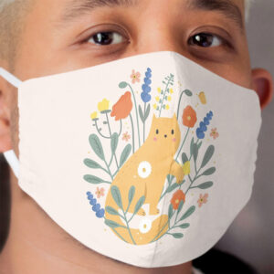 Red cat in the garden Cloth Face Mask