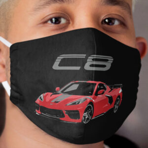 Red Chevy Corvette C8 Mid Engine Cloth Face Mask