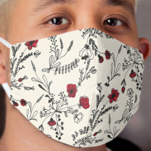Red Flower Pattern Cloth Face Mask