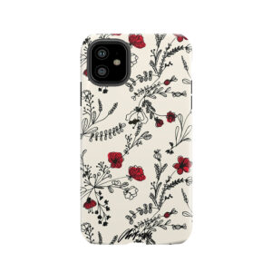 Red Flower Pattern Tough Phone Case