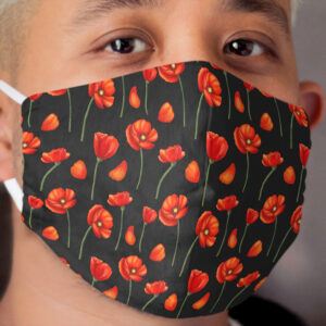 red poppies black pattern Cloth Face Mask