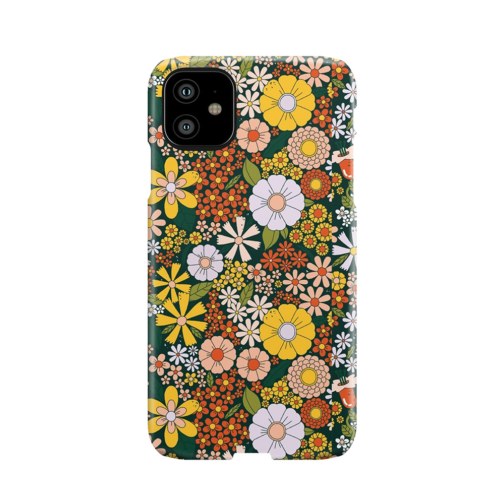 Retro 70S Green Flower Pattern Phone Case