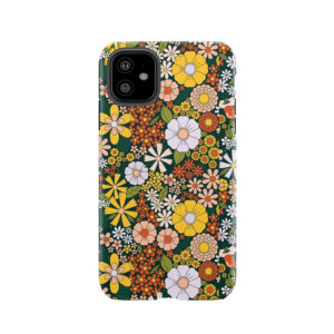 Retro 70S Green Flower Pattern Tough Phone Case