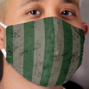 Retro Green and Silver Stripes Cloth Face Mask
