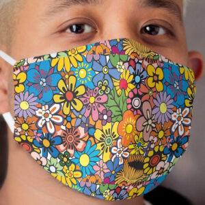 Retro hippie Flower pattern Cloth Face Mask