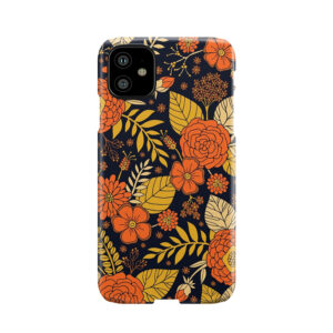 Retro Orange, Yellow, Brown, & Navy Floral Pattern Phone Case