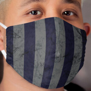 Retro Silver and Blue Stripes Cloth Face Mask