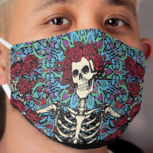 Retro Skeleton Roses Cloth Face Mask