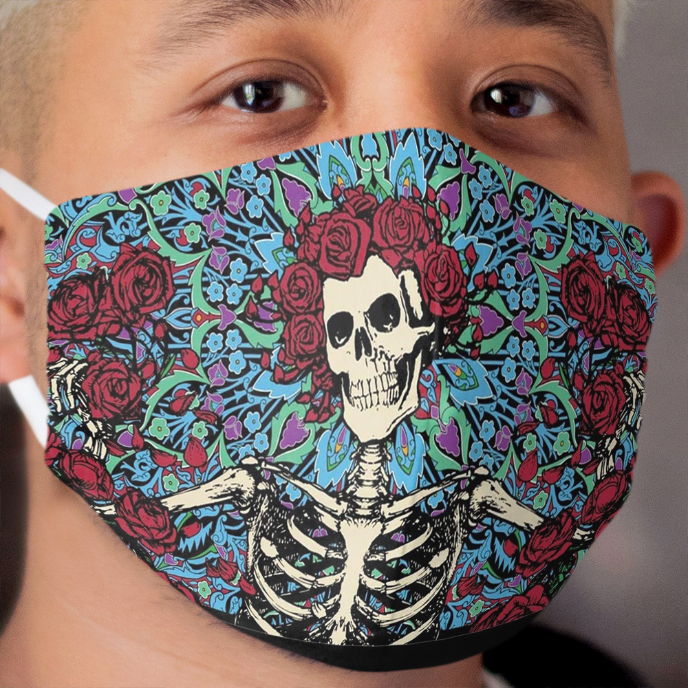 Retro Skeleton Roses Cloth Face Mask