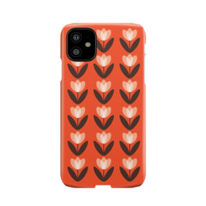 Retro Tulip Pattern In Coral Red Phone Case