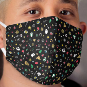 Retro Video Games Doodles Cloth Face Mask