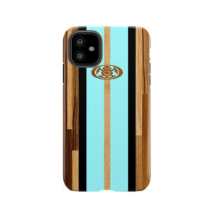 Rocky Point Hawaiian Engineered Faux Wood Surfboard - Aqua Tough Phone Case