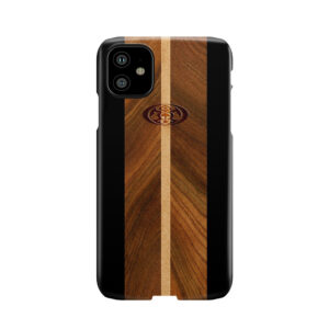 Rocky Point Hawaiian Faux Wood Surfboard - Black Phone Case