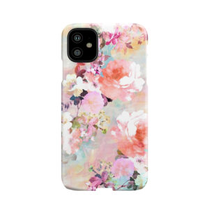 Romantic Pink Teal Watercolor Chic Floral Pattern Phone Case