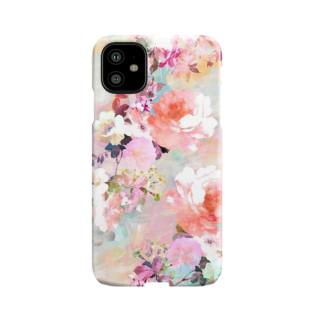 Romantic Pink Teal Watercolor Chic Floral Pattern Phone Case