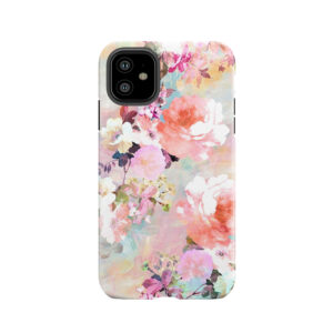 Romantic Pink Teal Watercolor Chic Floral Pattern Tough Phone Case