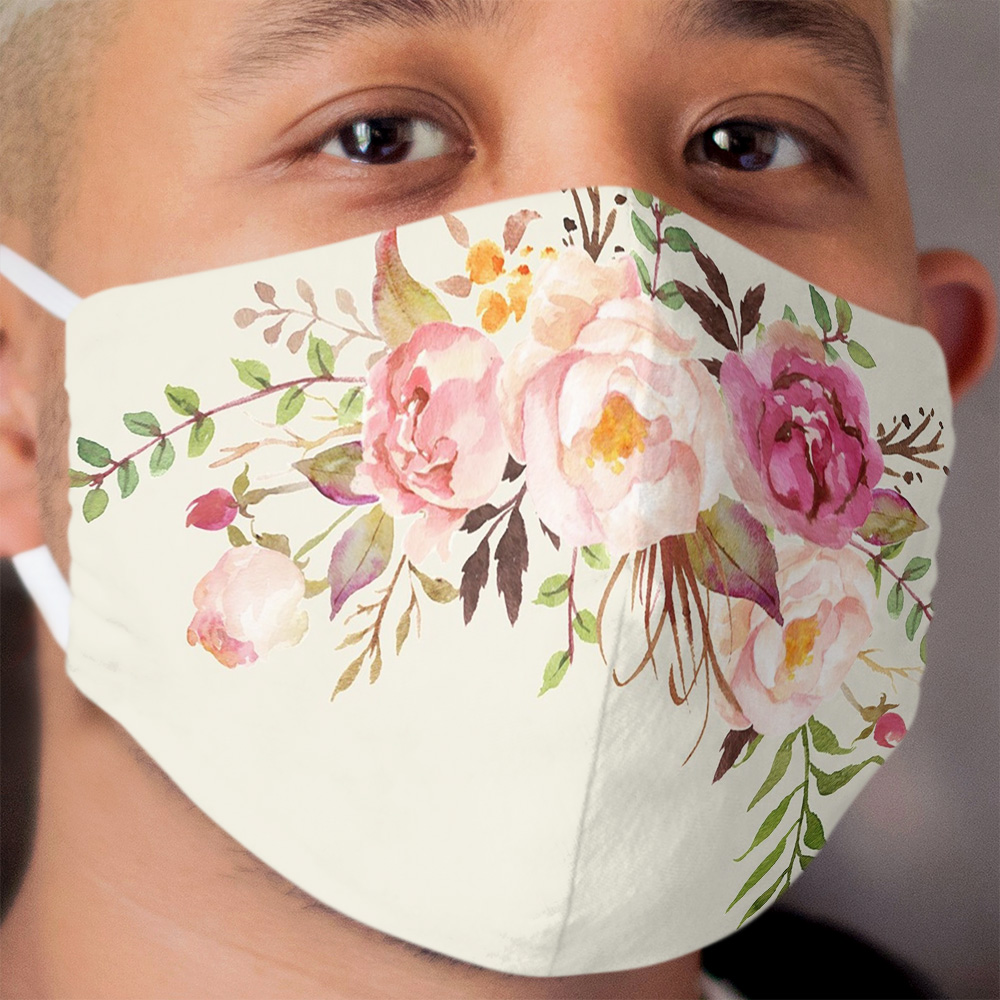Romantic Watercolor Flower Bouquet Cloth Face Mask