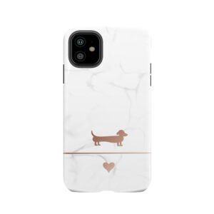Rose Gold And Marble Dachshund Love Tough Phone Case