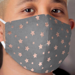 rose gold Christmas stars geometric pattern cement Cloth Face Mask