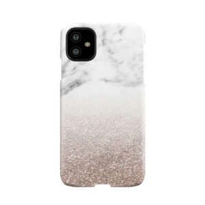 Rose Gold Glitter On Marble Phone Case