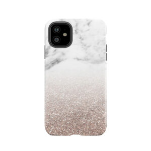 Rose Gold Glitter On Marble Tough Phone Case