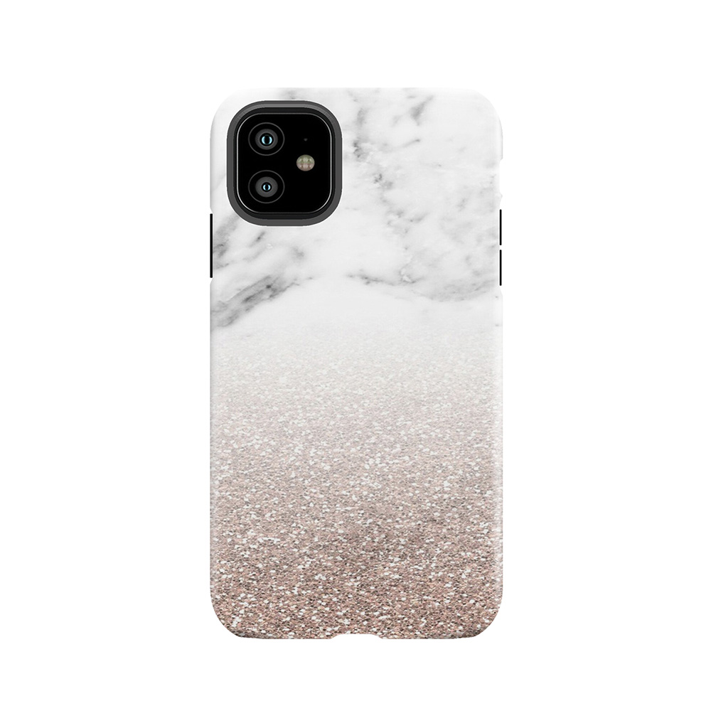 Rose Gold Glitter On Marble Tough Phone Case