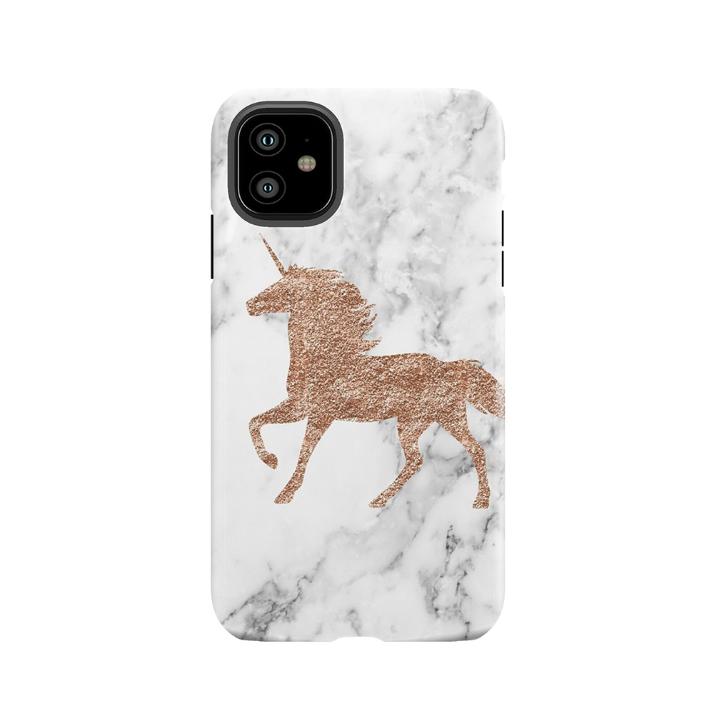 Rose Gold Marble Unicorn Tough Phone Case