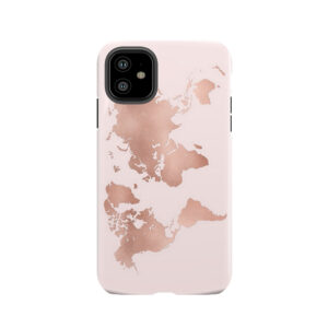 Rose Gold World Map Tough Phone Case