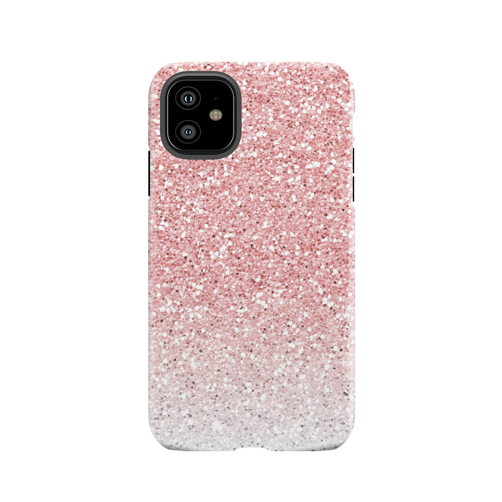 Rose Pink And White Ombre Glitter Tough Phone Case