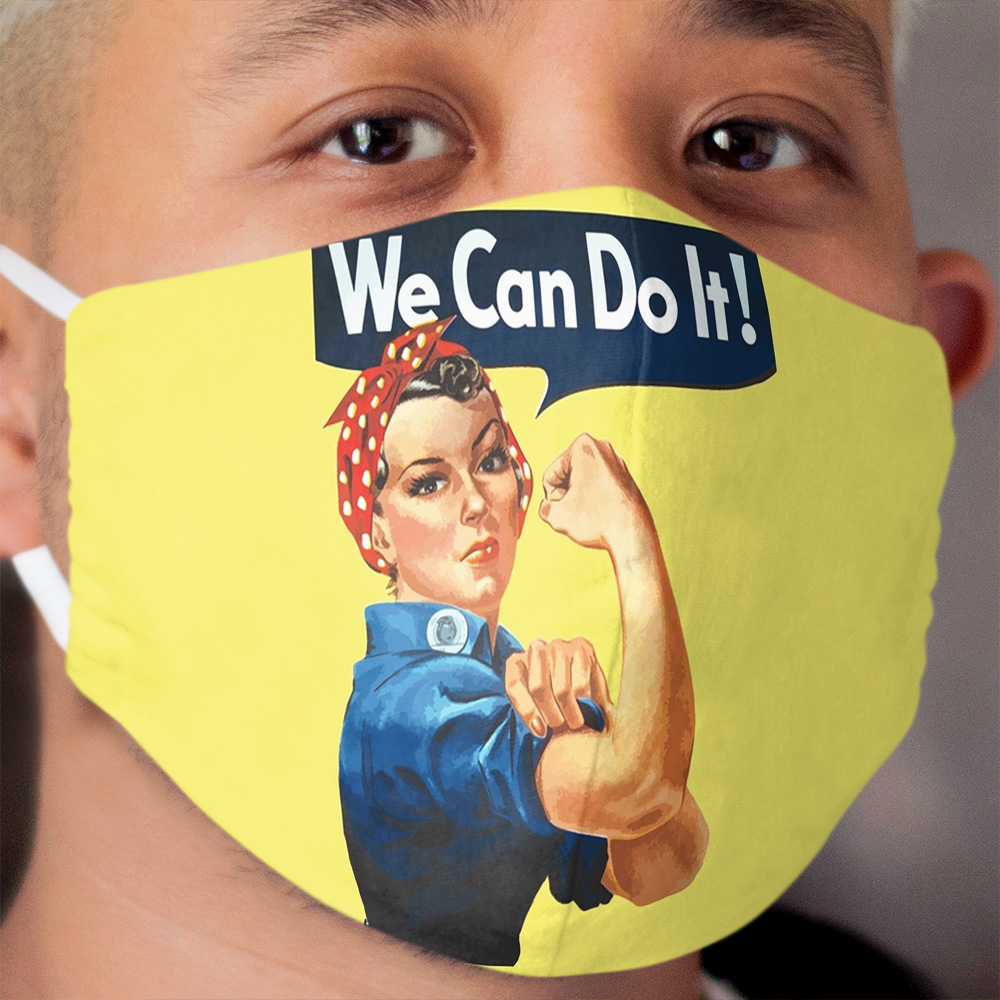 Rosie the Riveter We Can Do It, Female Empowerment Poster, Feminism Artwork, Tshirts, Posters, Prints, Bags, Women, Men, Kids Cloth Face Mask