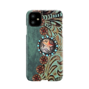 Rustic Cowboy Cowgirl Western Country Green Teal Leather Phone Case
