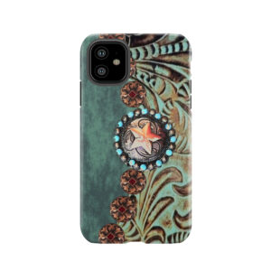 Rustic Cowboy Cowgirl Western Country Green Teal Leather Tough Phone Case