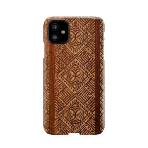 Samoan Tapa Faux Koa Wood Hawaiian Surfboard Phone Case